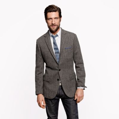 Ludlow sportcoat with double vent in herringbone Italian wool