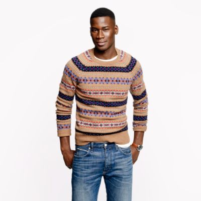 Alpine Fair Isle sweater in heather brown