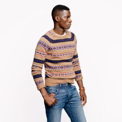 Alpine Fair Isle sweater in heather brown