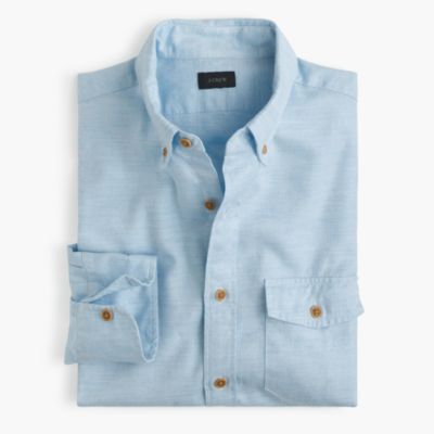 Slim brushed twill shirt in mini-herringbone