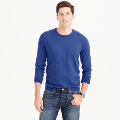 Tall long-sleeve textured cotton T-shirt