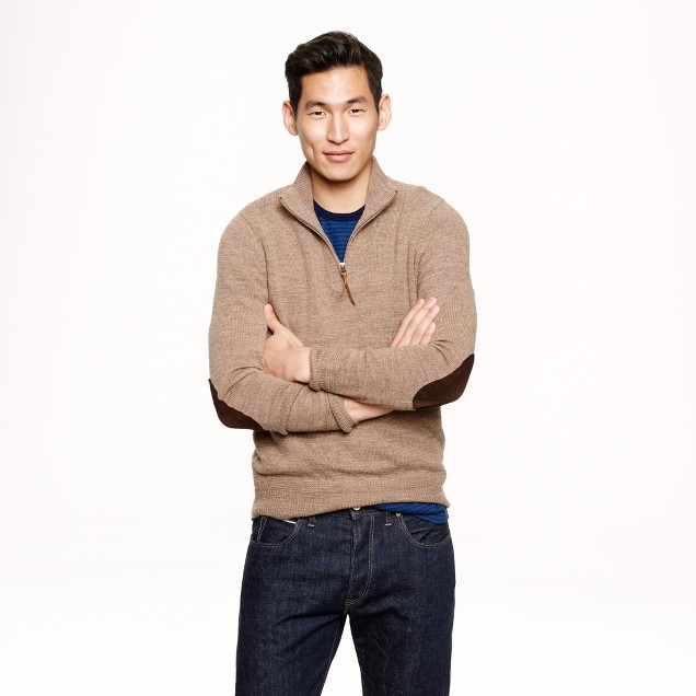 Slim rustic merino elbow-patch half-zip sweater : | J.Crew