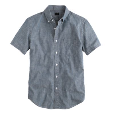 Short-sleeve indigo Japanese chambray shirt : | J.Crew