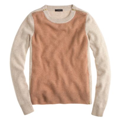 Doublezip sweater in colorblock J.Crew