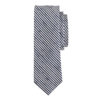 Textured English silk tie in microstripe