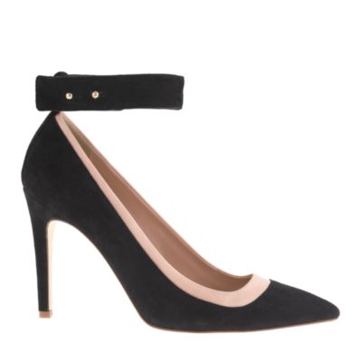 Suede and satin ankle-cuff pumps : | J.Crew