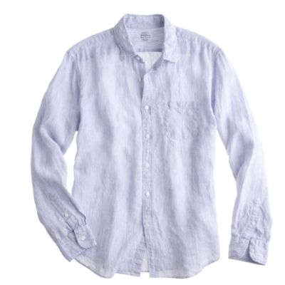 Slim Irish linen shirt in thin stripe