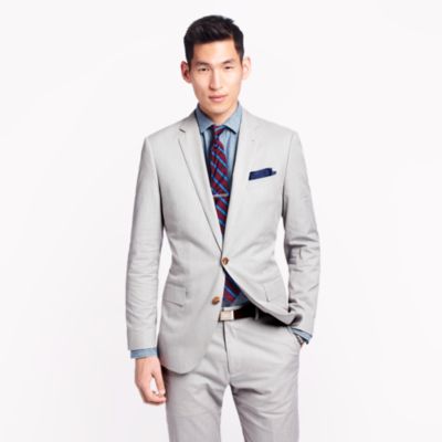 Ludlow suit jacket with center vent in fine-stripe cotton : | J.Crew
