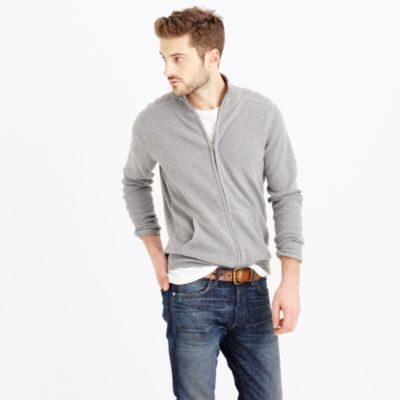 Cotton-cashmere zip sweater-jacket