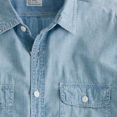 Washed selvedge chambray utility shirt