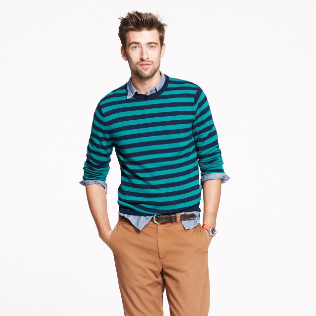 Merino crewneck sweater in even stripe : | J.Crew