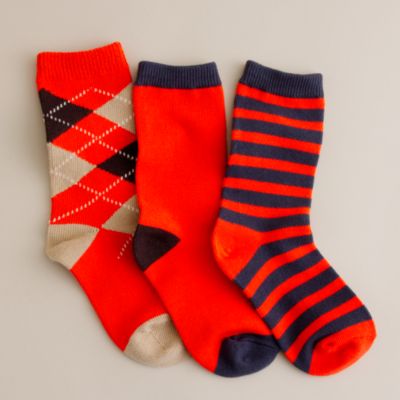 Kids' orange socks threepack J.Crew