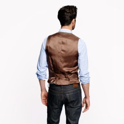 Ludlow vest in harvest herringbone English wool