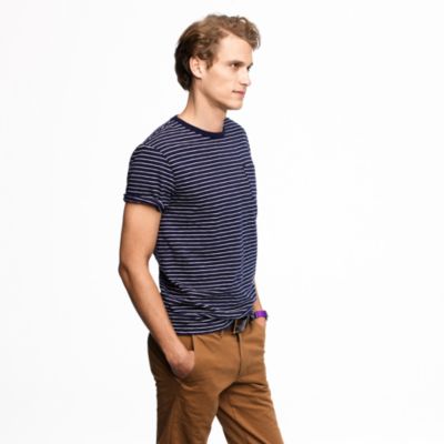 Broken-in pocket tee in ultramarine stripe