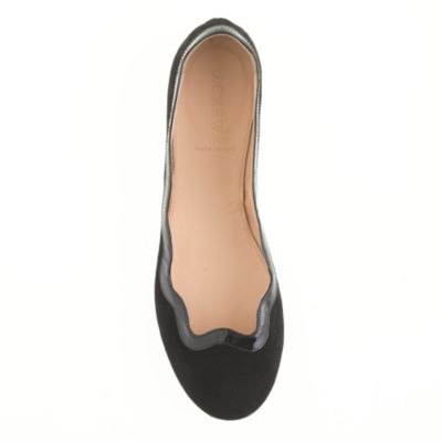 Scalloped suede ballet flats J.Crew