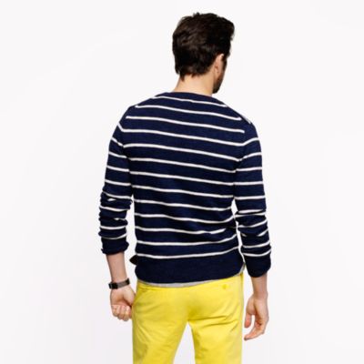 Cotton crewneck sweater in stripe