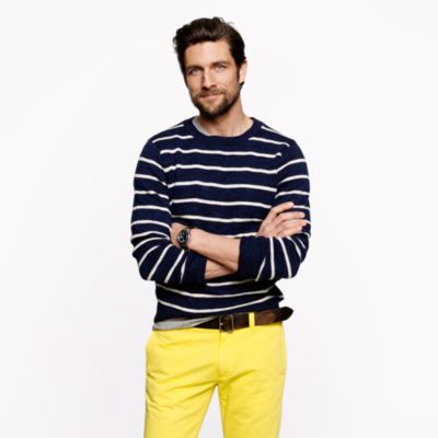 Cotton crewneck sweater in stripe