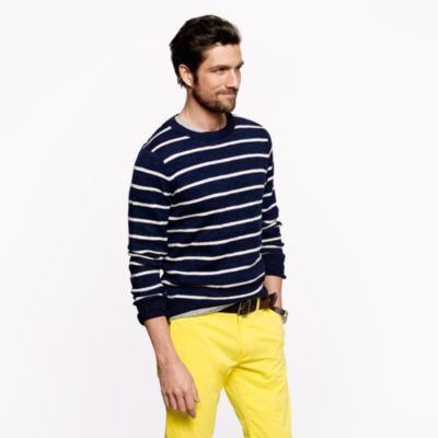 Cotton crewneck sweater in stripe