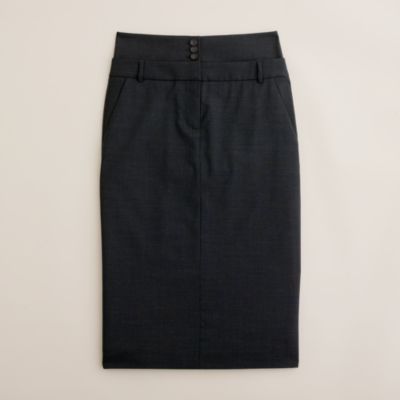 Cumber-button pencil skirt in bi-stretch wool : | J.Crew