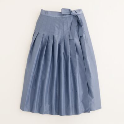 Knife-pleat wrap skirt in silk taffeta : | J.Crew