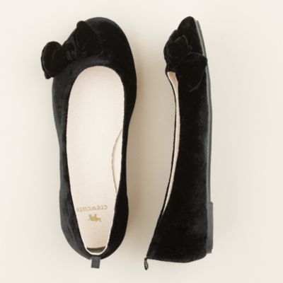 Girls' velvet bow ballet flats : | J.Crew