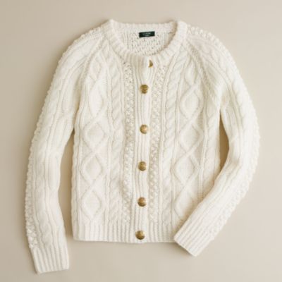 Handknit fisherman cableknit cardigan J.Crew