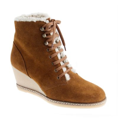 shearling wedge boots