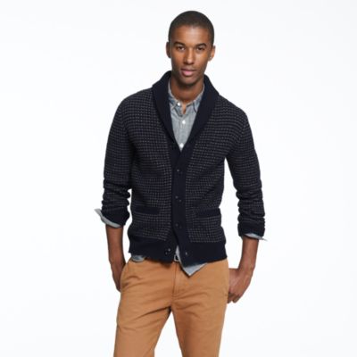 Lambswool dotted shawl-collar cardigan : wool | J.Crew