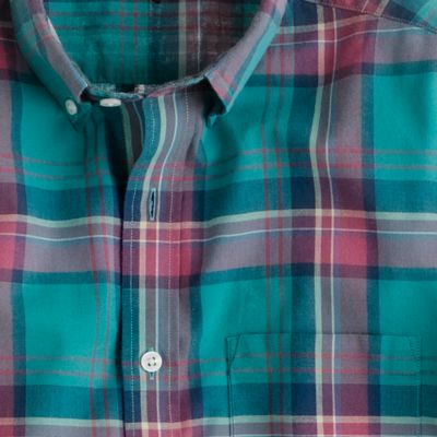 Indian cotton shirt in trellis vine plaid