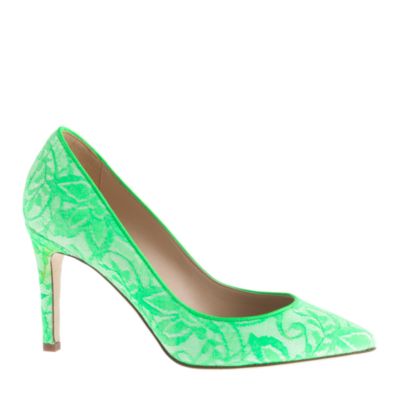 green lace pumps