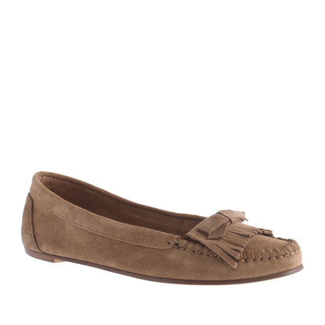 Suede bow moccasins : | J.Crew
