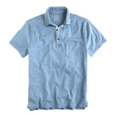 Indigo slub jersey polo in arrow print J.Crew