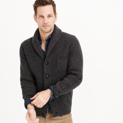 Lambswool three-pocket cardigan sweater