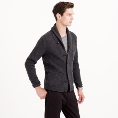 Tall lambswool three-pocket cardigan sweater