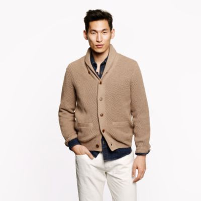 Cotton shawl-collar cardigan