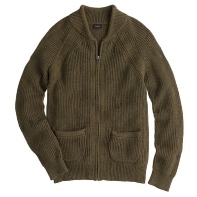 Rustic cotton fullzip sweater J.Crew