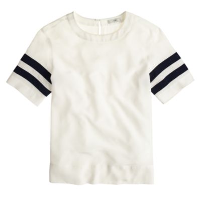 Silk stripe-sleeve T-shirt : | J.Crew