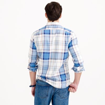 Flannel popover shirt in adriatic sea plaid