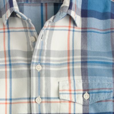 Flannel popover shirt in adriatic sea plaid