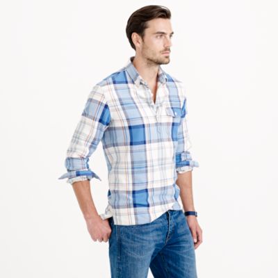 Flannel popover shirt in adriatic sea plaid