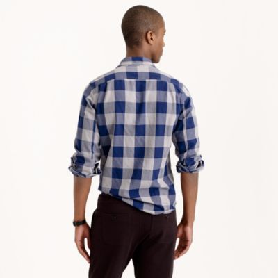 Herringbone flannel shirt in navy gingham