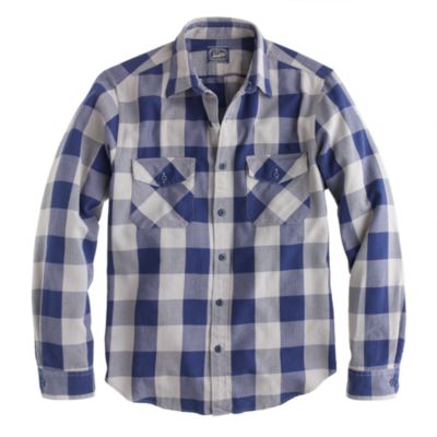 Herringbone flannel shirt in navy gingham