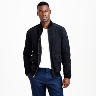 Suede bomber jacket in navy