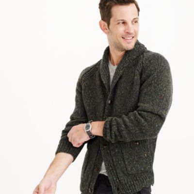 Italian wool shawl-collar cardigan sweater