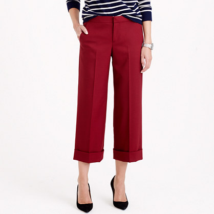 Collection cropped wide-leg trouser in bi-stretch wool : pants | J.Crew