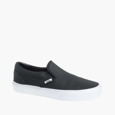white perf leather slip on vans