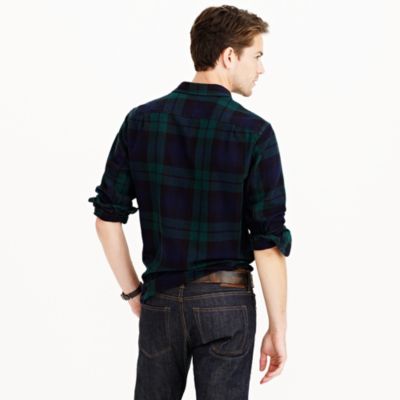 Herringbone flannel shirt in Black Watch plaid