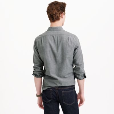 Brushed flannel popover shirt in herringbone