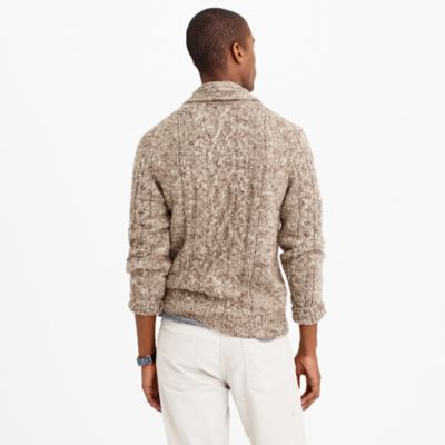 Italian wool-alpaca shawl-collar cable sweater