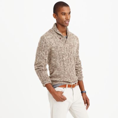 Italian wool-alpaca shawl-collar cable sweater